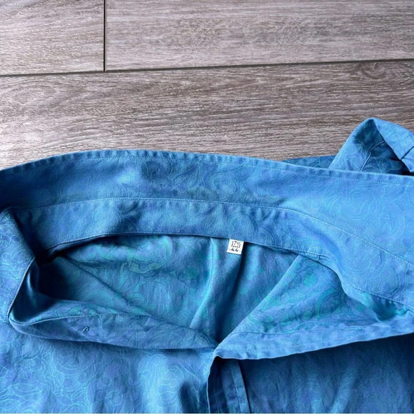 Versace Collection Blue Paisley Pattern Slim Fit Button Down  Shirt - Picture 9 of 15